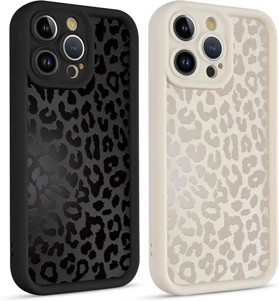 2 Pack Cute Cheetah Print Phone Cases for iPhone 13 Pro Case 6.1", Aesthetic Cool Leopard Pattern Design Cover Shockproof Soft Slim TPU Full Camera Lens Protective Funda for Women Girls