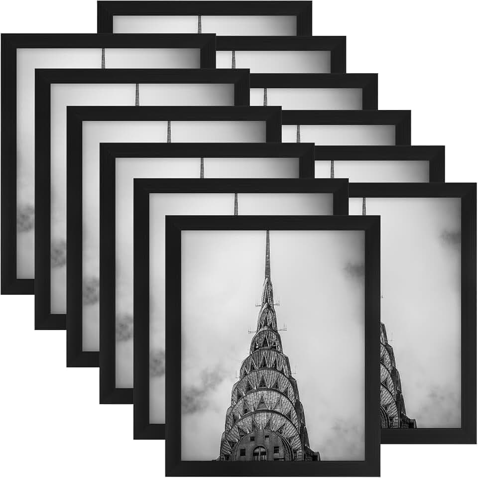 8x10 Picture Frames Black Set of 12 for Wall Gallery Collage Photo Frames