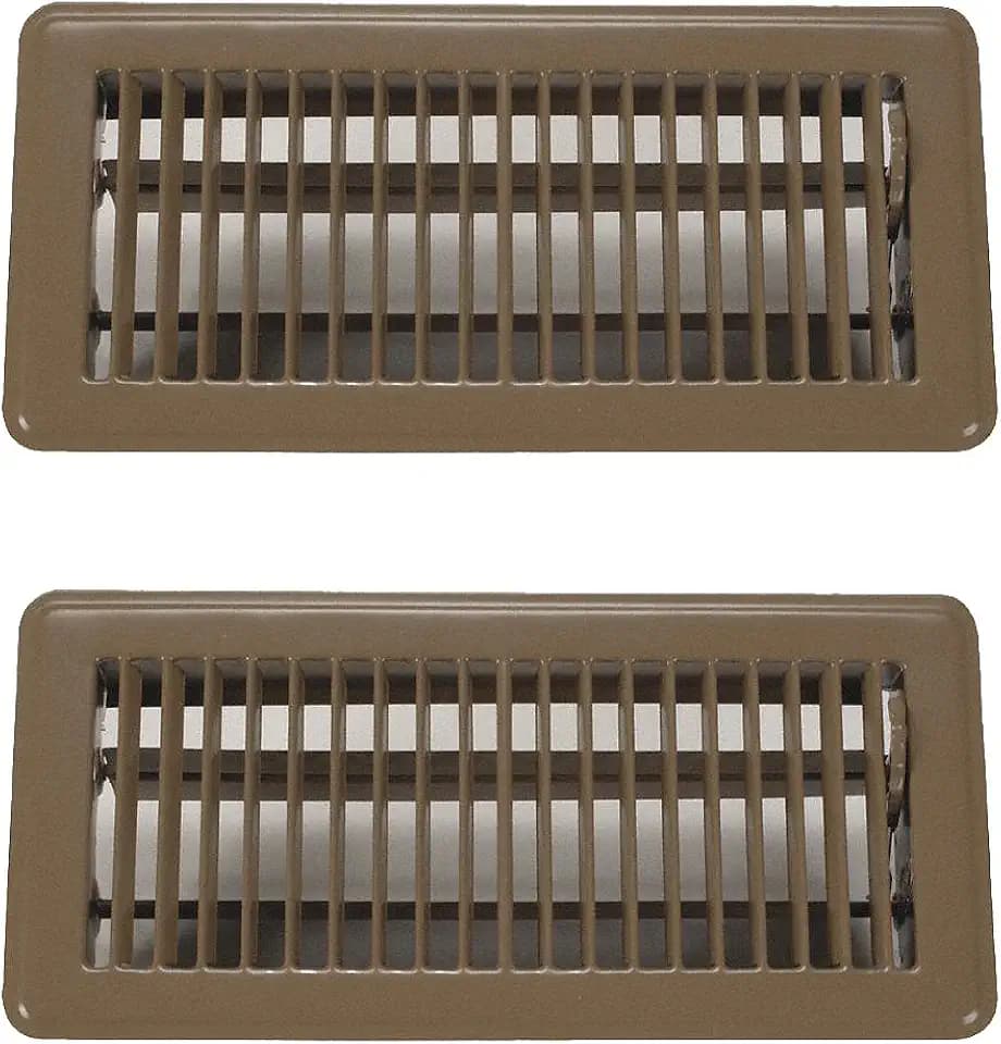 Rocky Mountain Goods 4" x 10" Floor Vents 2 Pack - Heavy Duty Walkable Floor Register - Premium Finish - Easy Adjust air Supply Lever (Brown)