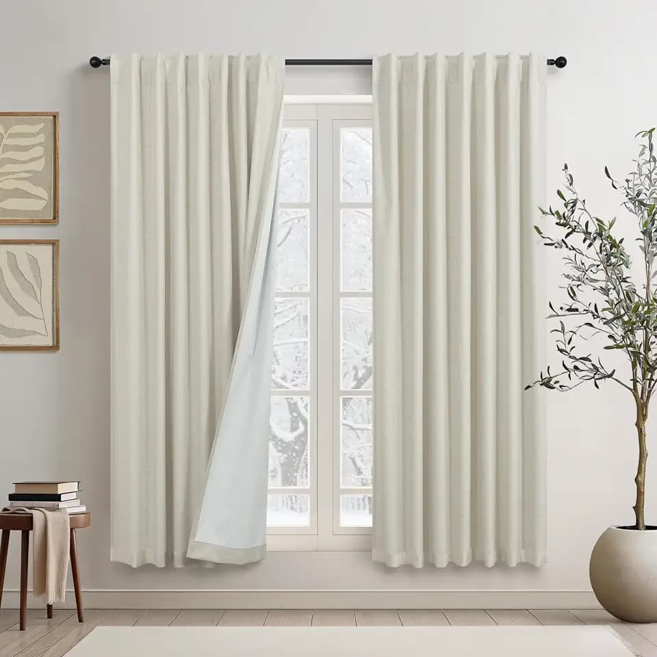 DANCURTON Beige Short Black Out Curtains 58 Inch Long for Bedroom 58 Inch Length Window Treatments Boho Kitchen Farmhouse Thermal Cooling Curtains for Summer Heat Living Room Bathroom 2 Panel Set