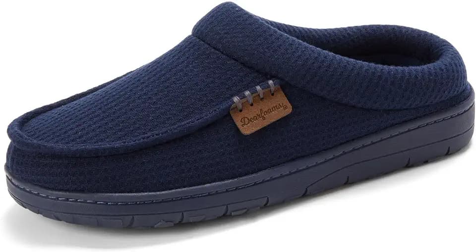 Dearfoams Men’s Brendan Indoor/Outdoor Breathable Memory Foam Clog House Shoe with Wide Widths Slipper