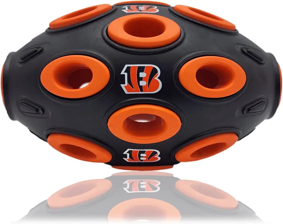 NFL Cincinnati Bengals Football Treat Dispensing Toy for Dogs and Cats, Rubber Ball Dog Toy, Interactive Fun Dog Treat Toy, Natural Rubber Dog Feeding Toy