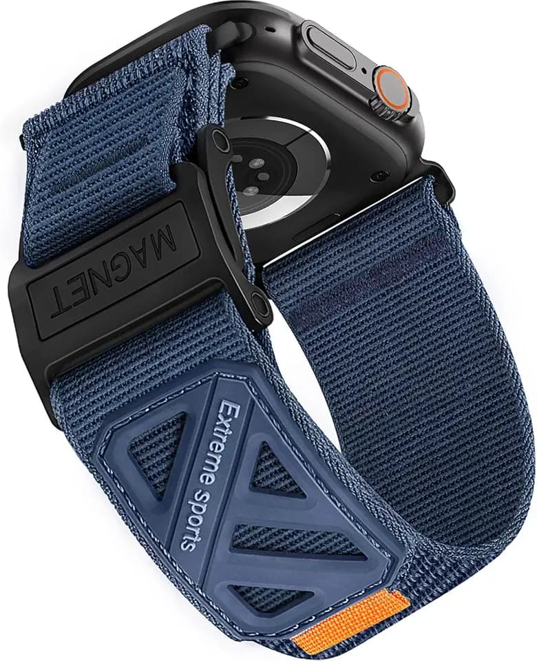 Rugged Nylon for Apple Watch Ultra 2/3 Band 49mm 46mm 45mm 44mm Men | Magnetic Snaps On/Off In One Second Nylon Strap, for iWatch Ultra Series 11/10/9/8/7/6/5/4 SE 3/SE