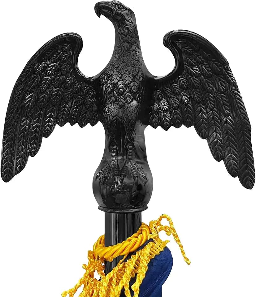 FRF FLAG Black Eagle Head for Decorating Indoor Flagpoles, Made of Zinc Alloy That is Unbreakable, Eagle Flag Pole Topper, for 1-inch Diameter Flagpoles