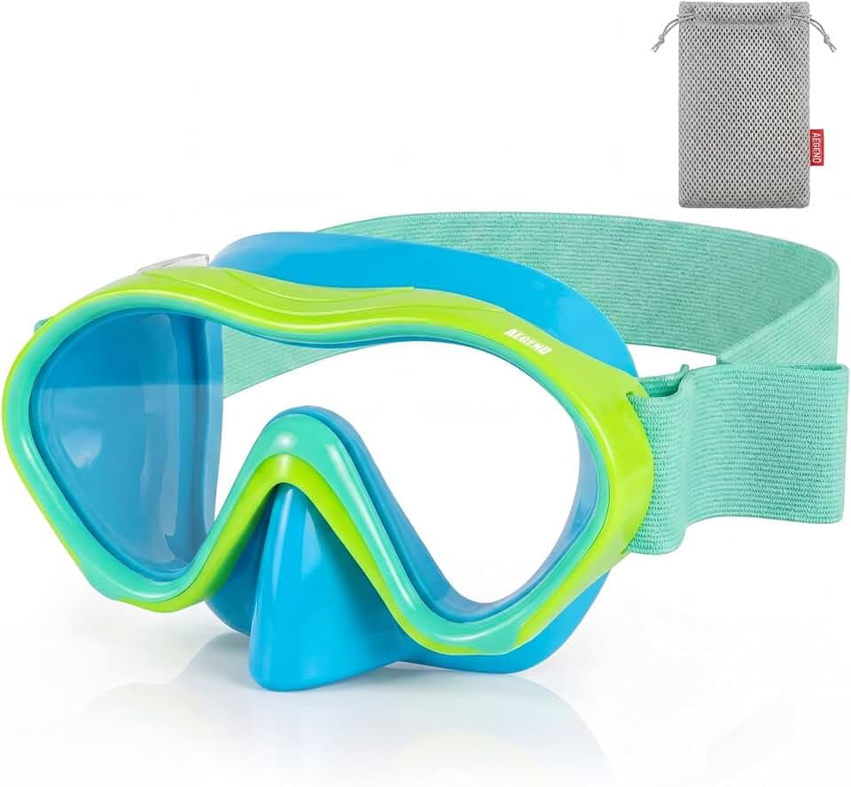Aegend Kids Swim Goggles Snorkel Diving Goggles with Nose Cover for Kids 3-15, Knitted Fabric Strap, Anti-Fog No Leak
