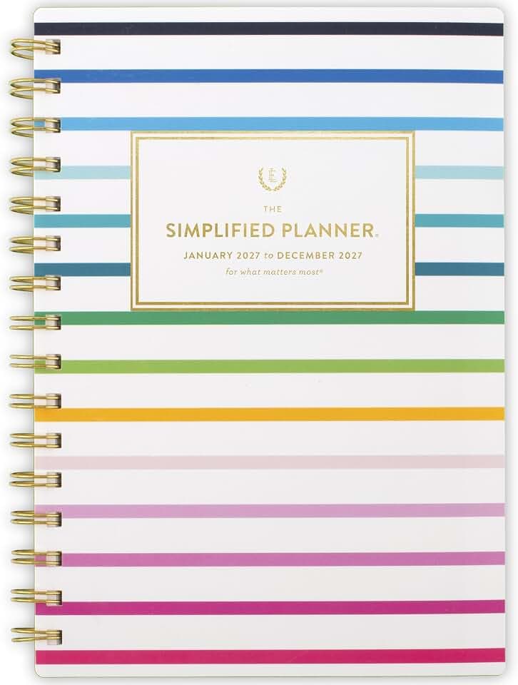 AT-A-GLANCE 2027 Planner, Simplified by Emily Ley, Weekly & Monthly, 5.5" x 8.5", Happy Stripe (EL57-200-27)
