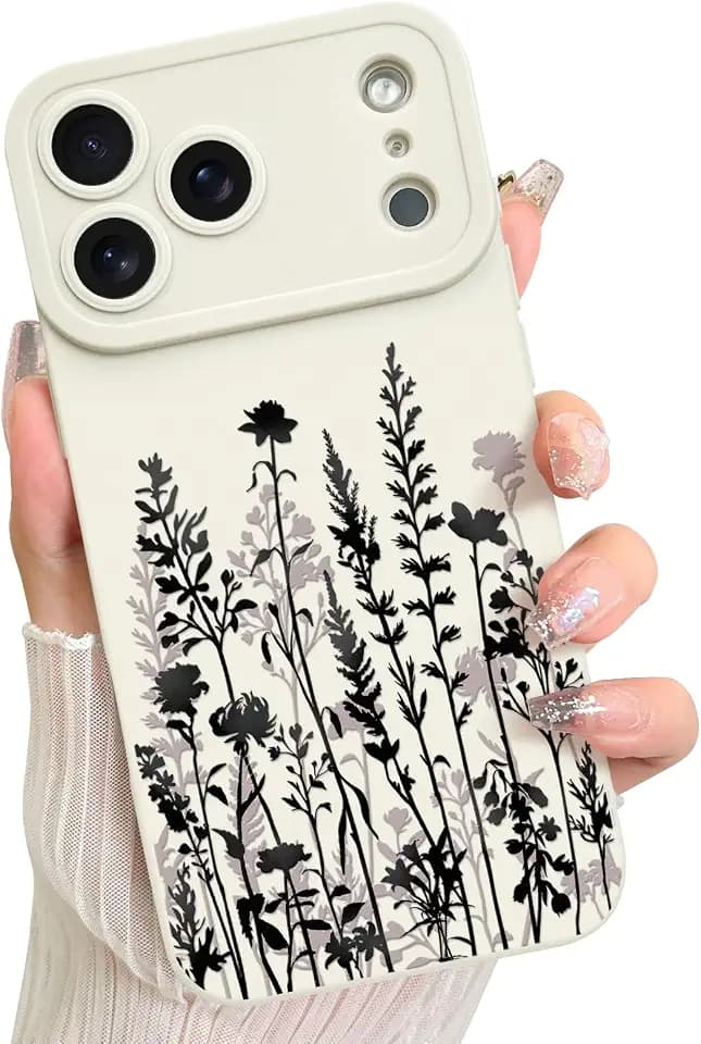 LSL Case for iPhone 17 Pro Black Floral Pattern Print Design