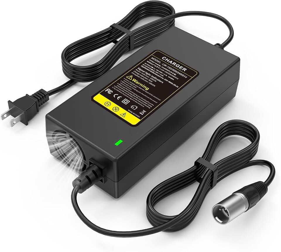 29V 5A for 24V 5A 3-Pin Male XLR Connector Battery Charger for Lakematic, Pride Mobility, Jazzy Power Chair, Drive Medical, Golden Technologies, Shoprider, Rascal 200T/500T/301 PC 24BC5000TF-1