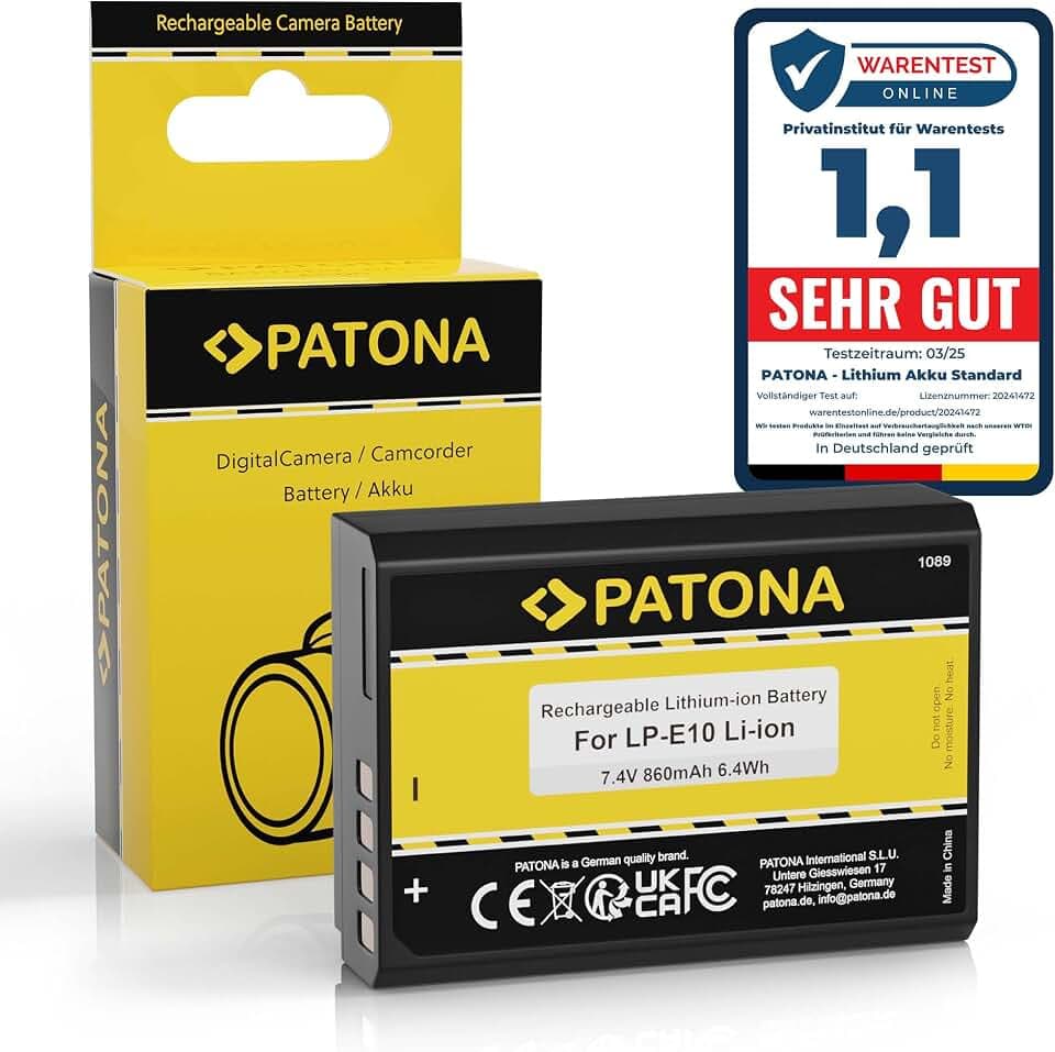 PATONA Akku Ersatz für Canon LP-E10 EOS 1100D Battery 860mAh 7.4V