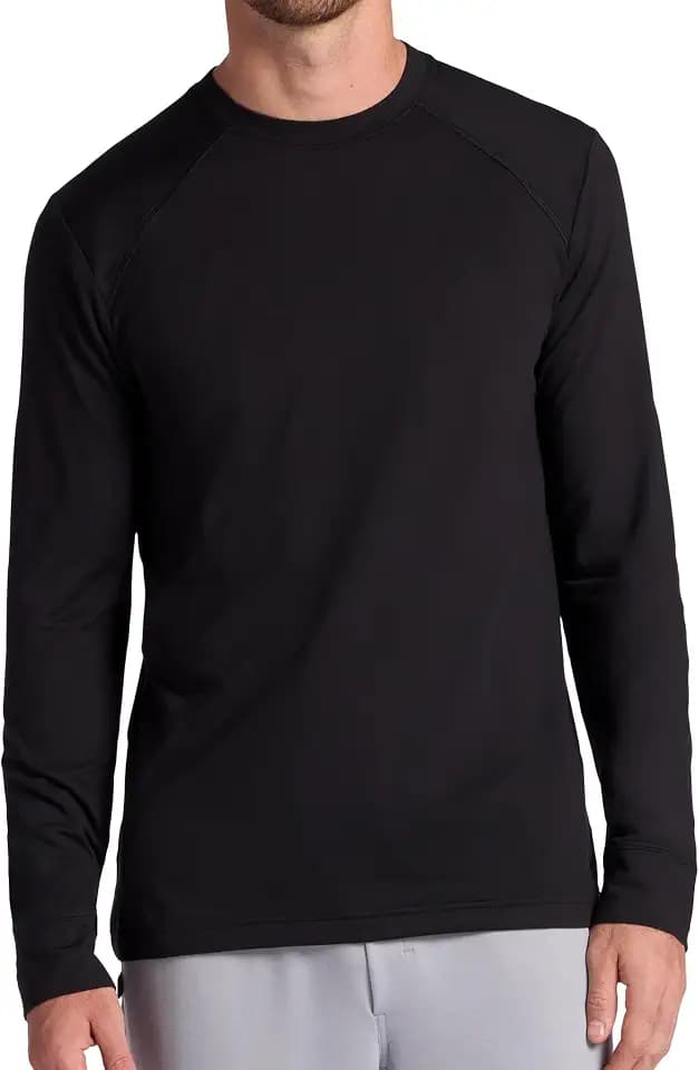 Gaiam Men's Long Sleeve Crewneck Top, Standard Fit, Stretch Midweight Material