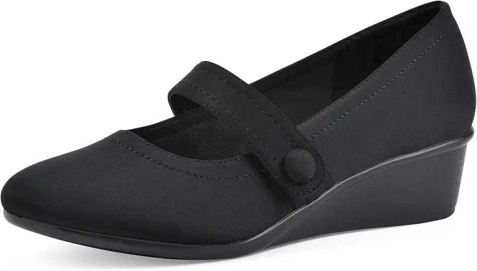 CLIFFS BY WHITE MOUNTAIN Women's Brightly Cushioned Mary Jane Wedge Heel