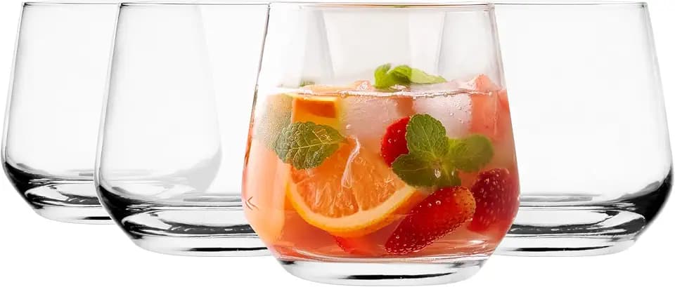 Glasmark KROSNO 1992 Trinkgläser Set Gläser 4 Stück 310 ml Wassergläser Cocktailgläser Saftgläser Saft Wasser Glas Spülmaschinenfest, Durchsichtig