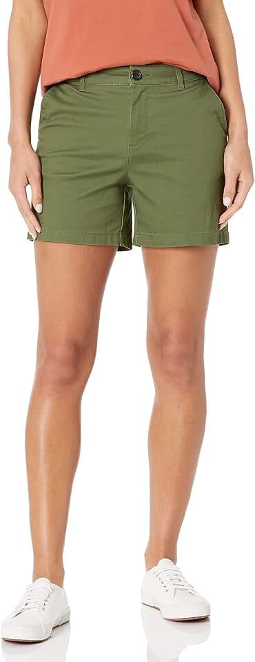 Amazon Essentials Damen Chino-Shorts Slim Fit mit mittlerer Leibhöhe, 13cm Beininnenlänge (Erhältlich in Straight Fit und Curvy Fit)