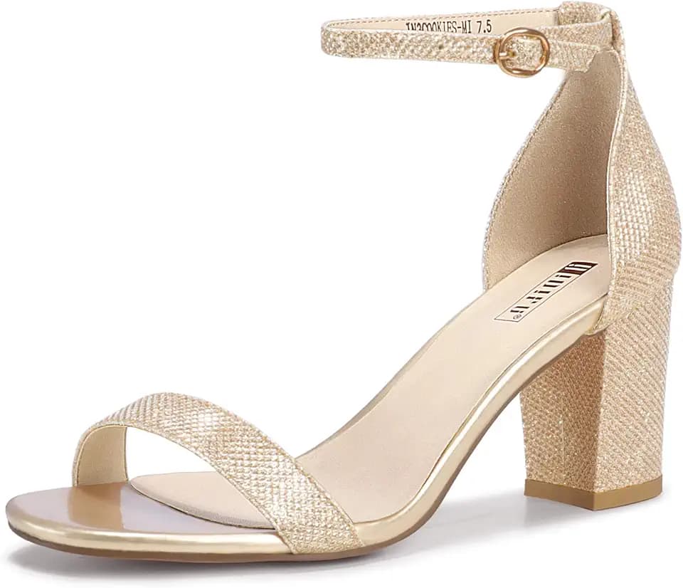 IDIFU Women's 3 Inch Block Chunky Open Toe Heels Ankle Strap Heeled Sandal