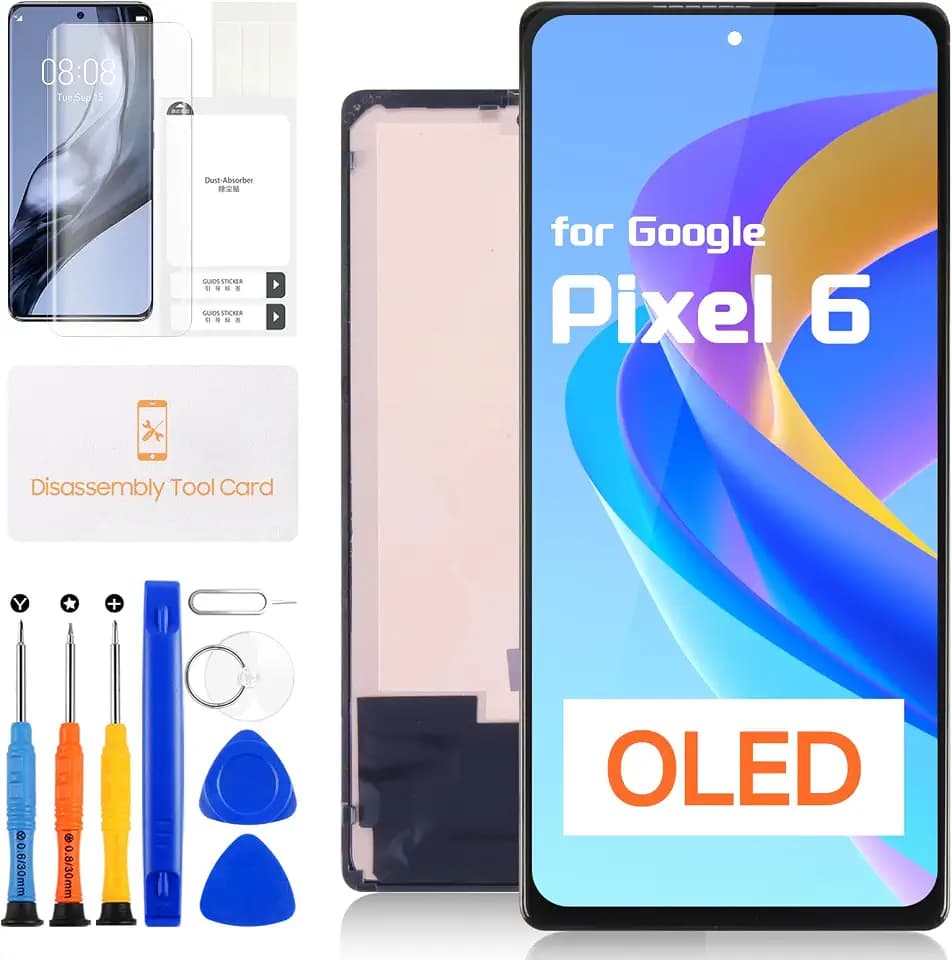 OLED for Google Pixel 6 Screen Replacement - for Google Pixel6 LCD Display Touch Screen for Google Pixel 6 GB7N6 G9S9B16 LCD Digitizer Assembly with Kits (Black with Fingerprint Function)