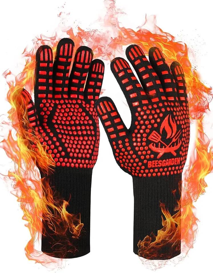 Grillhandschuhe Hitzebeständig bis 800°C Extrem Hitzebeständige BBQ (S/M)