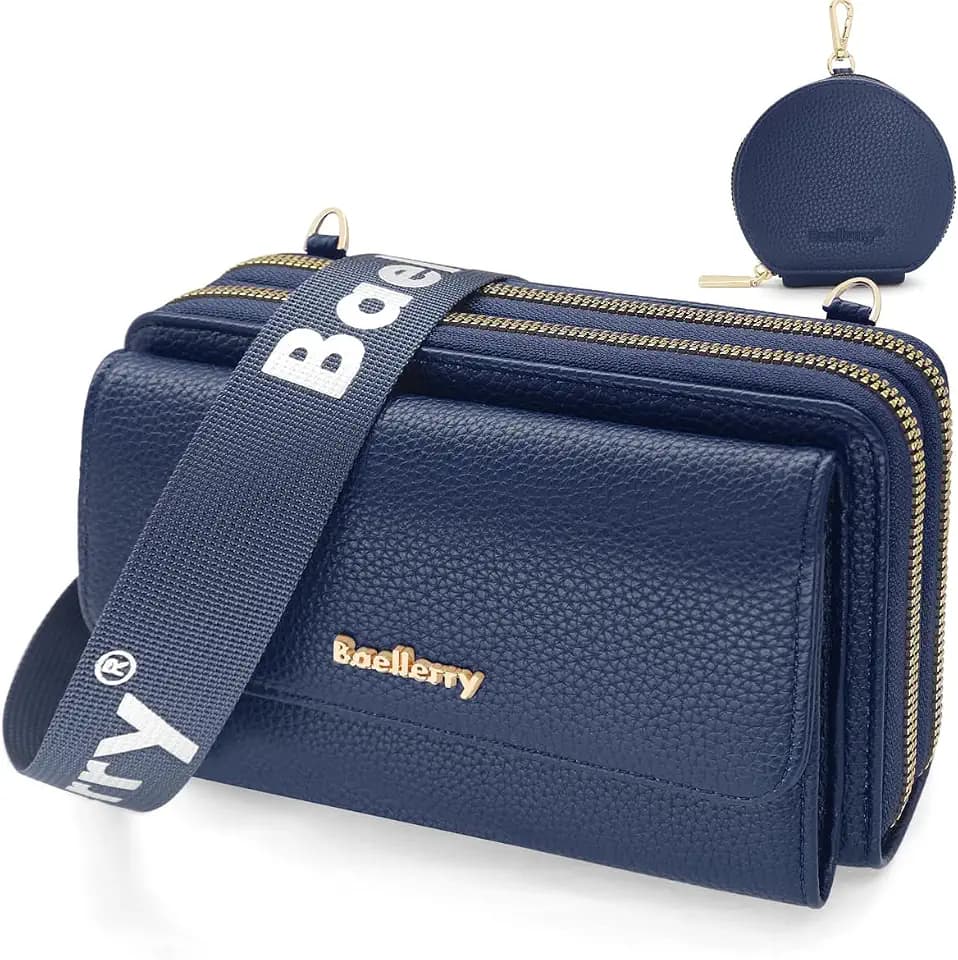 HNOOM Handytasche zum Umhängen Kleine Handy Umhängetasche Damen PU Leder Handytasche mit Geldbörse zum Umhängen Crossbody Schultertasche mit Kartenfächer, Verstellbarem Schultergurt (Dunkelblau)