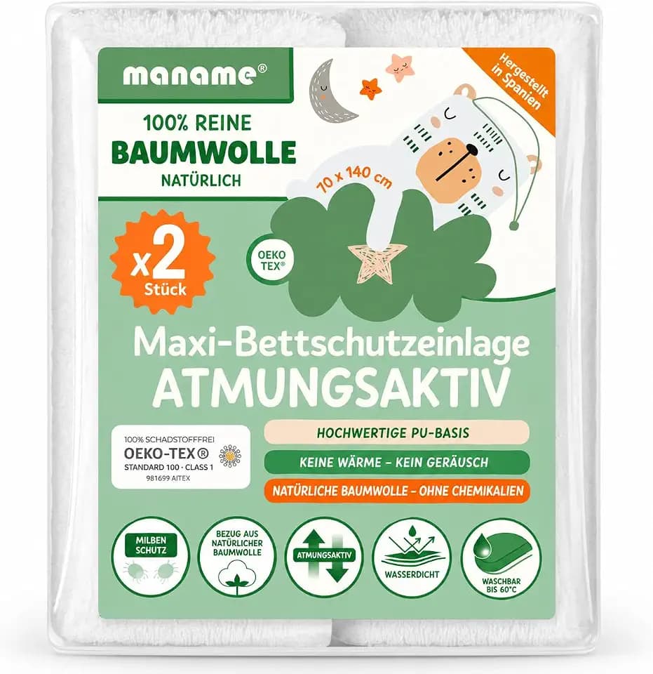 2er Set Matratzenschoner Baby 70x140 Wasserdicht 100% Baumwolle – Matratzenschoner Kinderbett – Atmungsaktiver Matratzenschutz Babybett – Oeko-TEX® & BI-OME®
