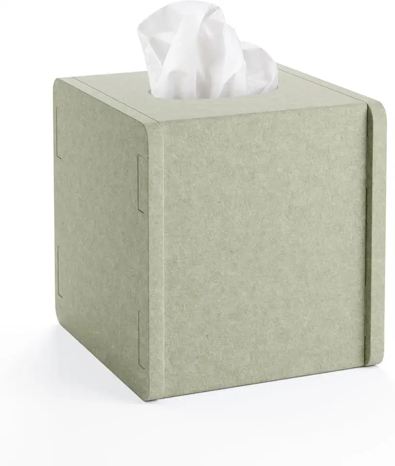 Fluxynara Felt Square Tissue Box Cover, Tissue Box Holder, Sage