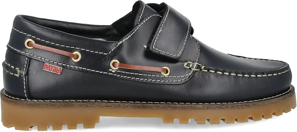 Herren Damen Kinder Bootsschuhe Sport aus Leder. Verschluss mit DREI Ösen. Freizeitlederschuhe. Gummisohle. Große Größen 46 47. Braun, Schwarz, Marine und Klettverschluss
