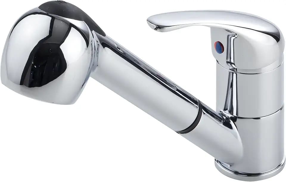 EISL Spültischarmatur GRANDE VITA CLASSIC, 150° schwenkbare Küchenarmatur mit Geschirrbrause, ideal auch für Doppelspülbecken, Wasserhahn Küche, Einhebelmischer Chrom, NI183CRT