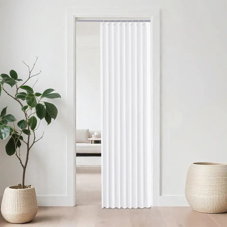 NICETOWN Pure White Blackout Door Curtains 80 Inches Long for Doorway