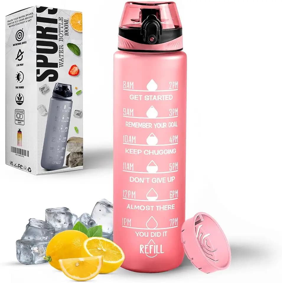 Roe Tenpo Trinkflasche 1L, Tritan Sport wasserflasche mit Spülmaschinenfest, BPA-frei, auslaufsicher, gut zum Laufen, Radfahren, Fitnessstudio, Yoga, Camping und Outdoor