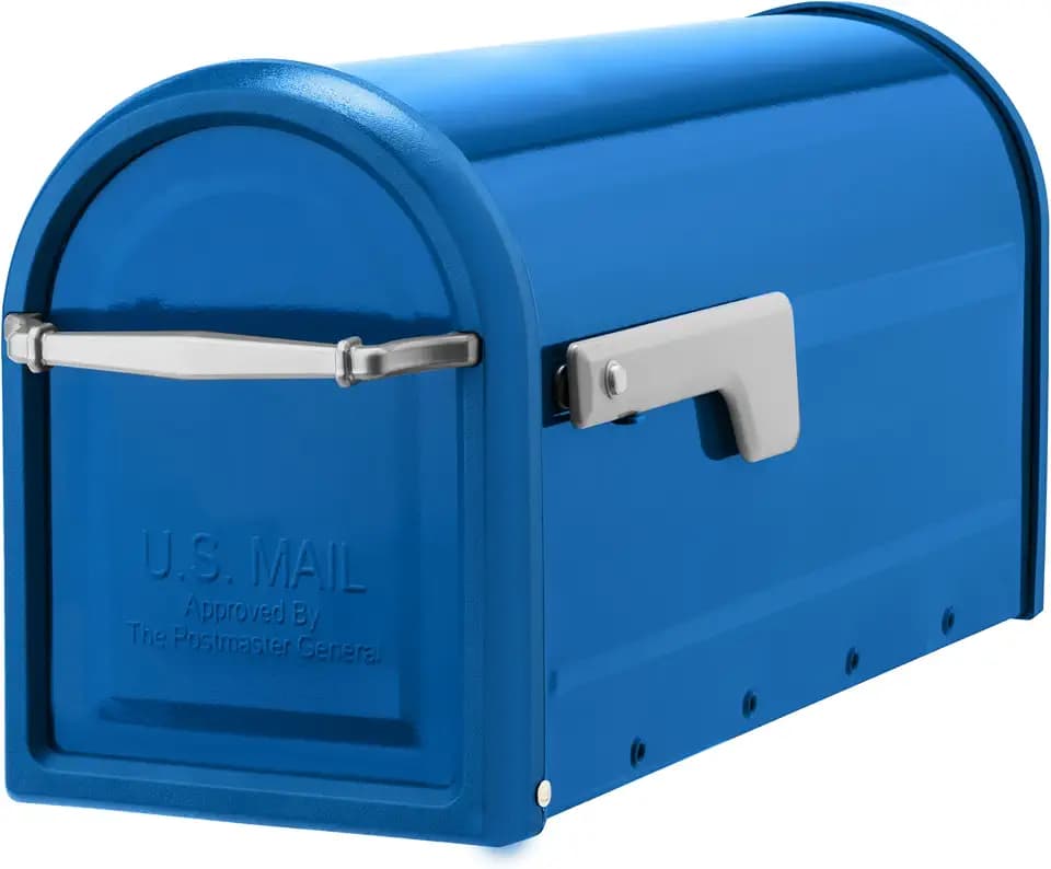 Architectural Mailboxes Chadwick Post Mount Mailbox, Blue, Medium