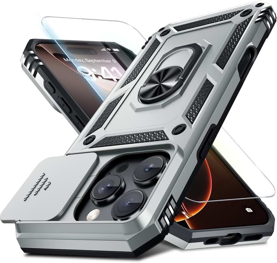 for iPhone 16 Pro Max Phone Case Built in Slide Camera Lens Cover
