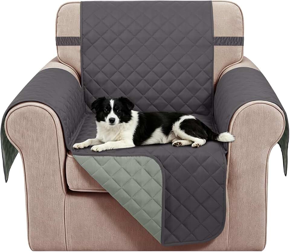Schonbezug für Liegestühle, wendbar, Couchbezug für Haustiere, Faule Jungen, Möbelschutz(58cm Stuhl,Dunkelgrau/Hellgrau)