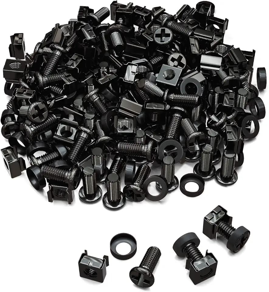 deleyCON M6 Käfigmuttern Schrauben Set Rack, 100 Stück - Schwarz