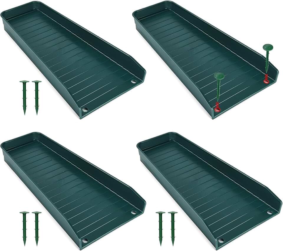 Creative.C 4 Pack Gutter Downspout Extensions,Rain Gutter Downspout Splash Block,Downspout Diverter,Down Spout Drain Extension,Gutter Splash Prevention Device for Cement Floor Lawn Ground (Green)