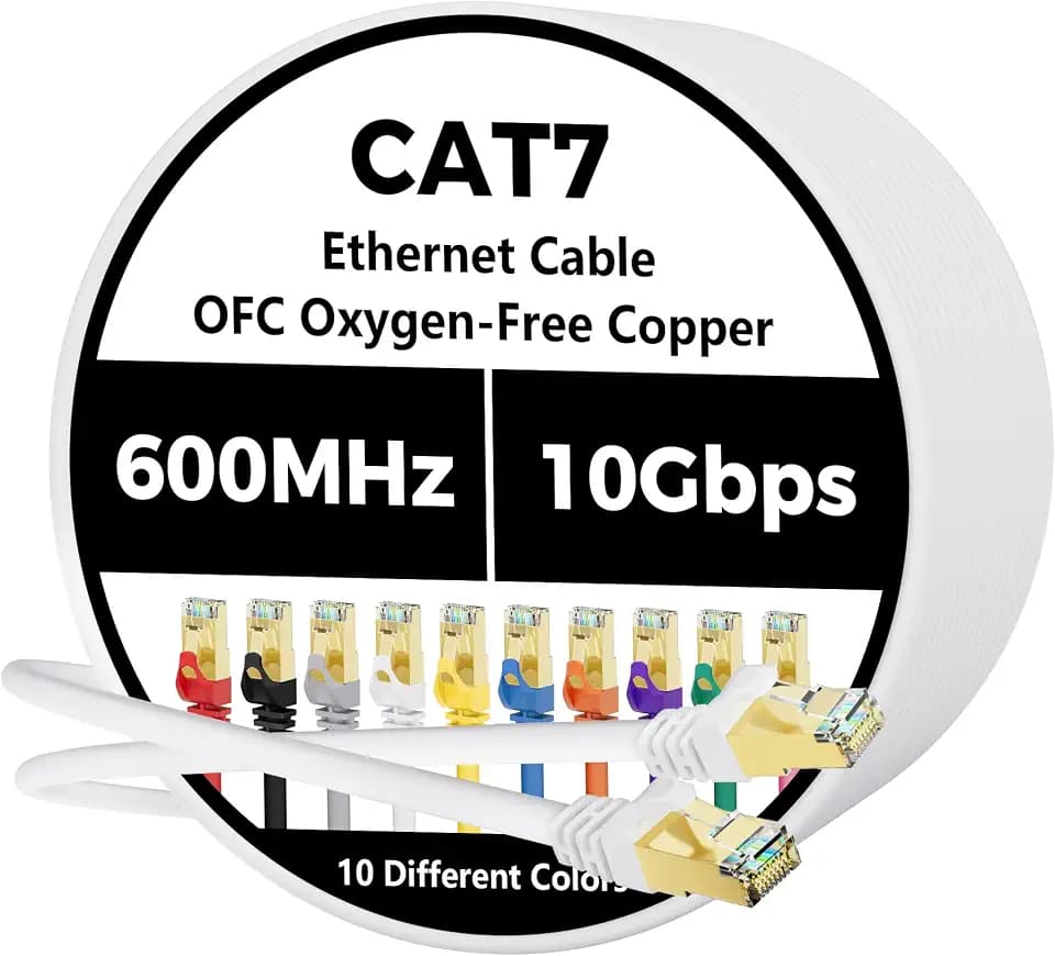 Cat 7 Ethernet Cable 30 FT, 10Gbps Internet Cord, SFTP Shielded, 26AWG OFC