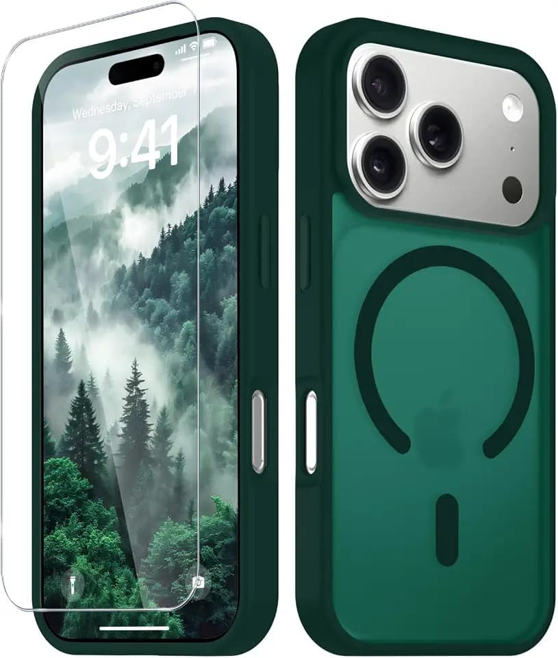 for iPhone 18 Pro Case/iPhone 17 Pro Case, Magnetic Cover, Dark Green