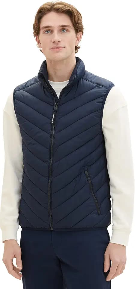 TOM TAILOR Herren Lightweight Steppweste mit Stehkragen