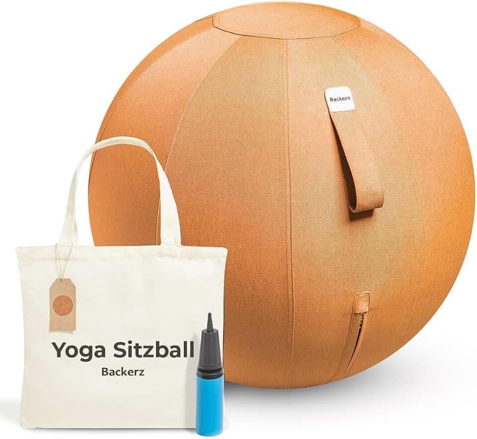 Backerz Sitzball - Ergonomische Sitzmöbel für Büro und Heimbüro - Langlebiger Stoff, Gymnastikball - Fitness-Ball, Ballstuhl mit Ballauflage - Waschbarer Leinenbezug