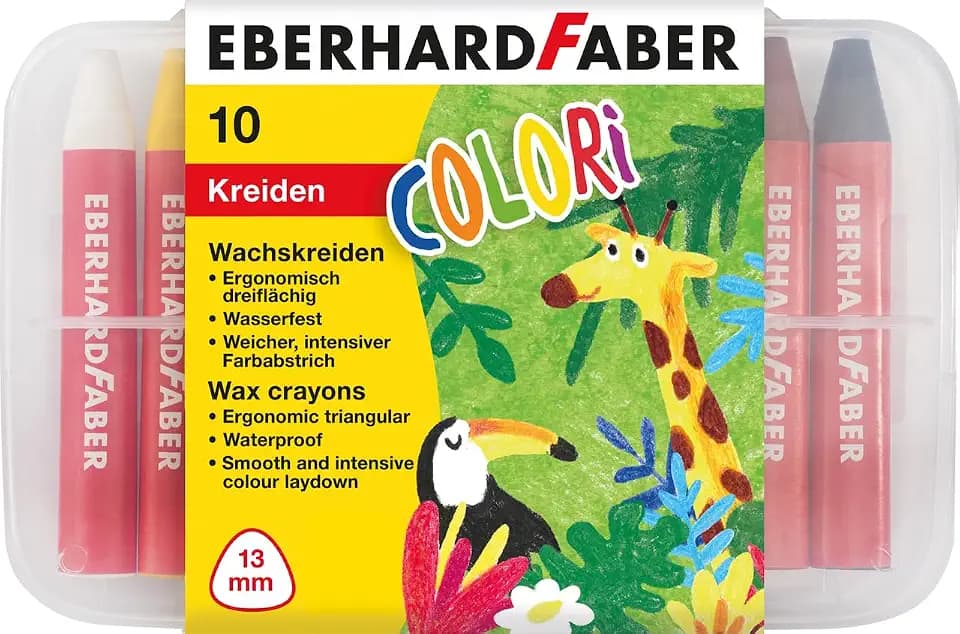 Eberhard Faber 524011 - Wachsmalkreide Colori, 10 wasserfeste Wachsmalstifte im Kunststoffetui