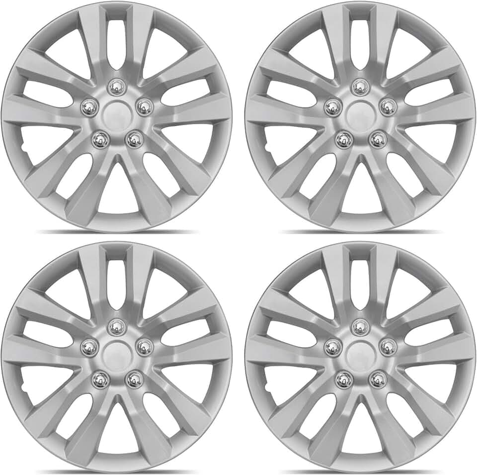 BDK 16 Inch Hubcaps Set of 4 – OEM Replacement Snap-On Wheel Rim Covers - Universal Fit Car Wheel Cover for Cars, Trucks, SUV, Vans Durable ABS Hub-Cap Car Accessories Exterior