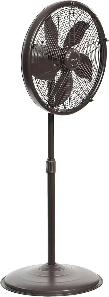 NewAir Outdoor Misting Pedestal Fan | 2,800 CFM Oscillating Patio Fan with Garden Hose Connection | 3 Speeds and Wide-Angle Cooling for Decks & Outdoor Spaces of up to 600 sq ft