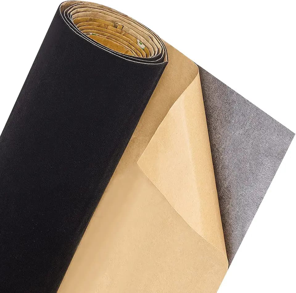 BENECREAT 200x40cm Selbstklebendes Samtbeflockungsblatt Schwarz Möbel Klebefolie, Samtstoff Für Schmuckdekoration Und Halloween, 0.6mm Dick