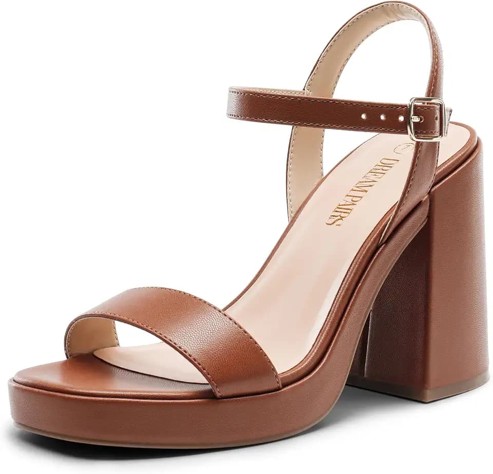 DREAM PAIRS Heels for Women Block Chunky Platform Sandal