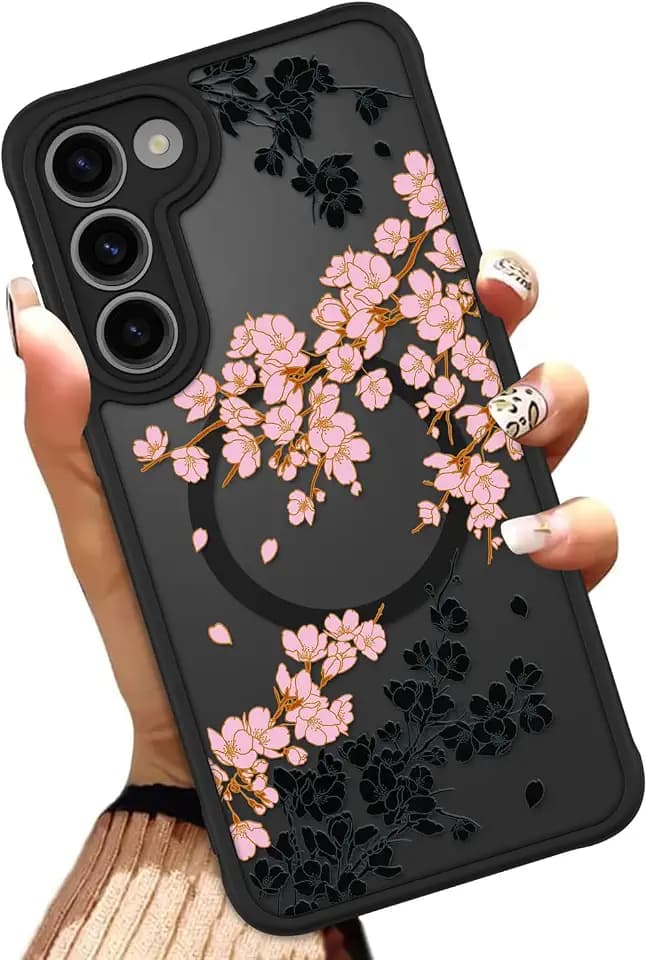 OOK Phone Case Fit for Samsung Galaxy S23 Plus 6.7 Inch, Pink Flowers