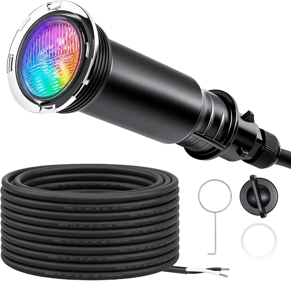 Color Changing LED Pool Light 1.5" Fitting, 12V AC Submersible Underwater Spa Light with 14 RGBW Modes, Compatible with Pentair Control Systems, IP68 Waterproof Niche Fixture 100FT