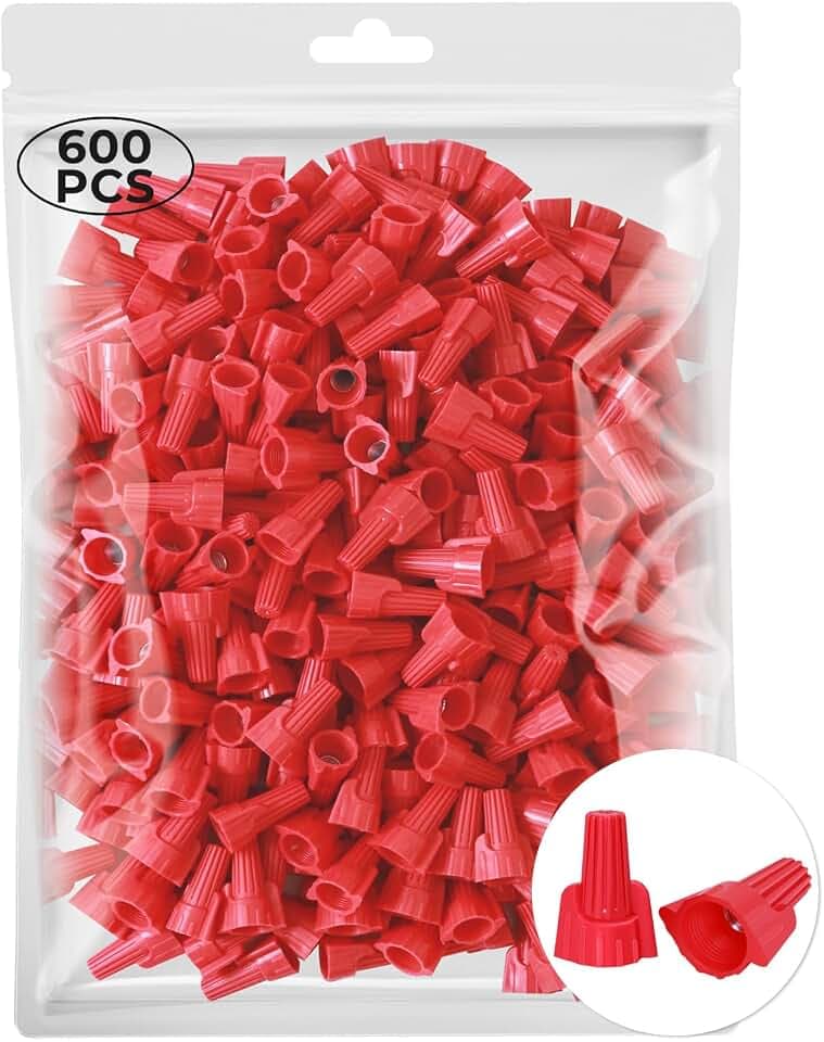 600PCS Red Wire Connectors Nuts, Winged Electrical Wire End Connectors Caps, Twist-On Easy Screw On Type Connectors, Nuts 18-8 AWG,HS P13 Type Screw Terminals for Connect Electrical Wiring