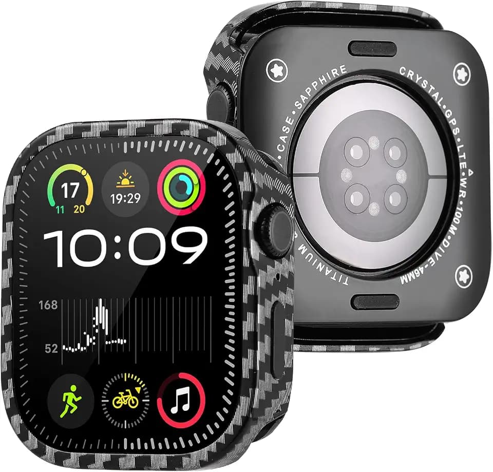 Bumper Cover for Apple Watch Series 11/10 46mm Case Built-in Screen Protector, Straight Edge Rugged Protective Metal Case with Back Frame, Rugged Shockproof Cover for iWatch 46mm