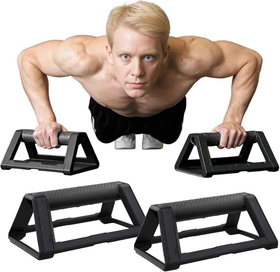 2 Stück Liegestützgriffe, Handstand Griffe mit Silikongriff Rutschfester Basis, Tragbar Stapelbar, Tragfähigkeit 110kg, Liegestützbrett Parallettes Calisthenics Equipment, Push Up Bars