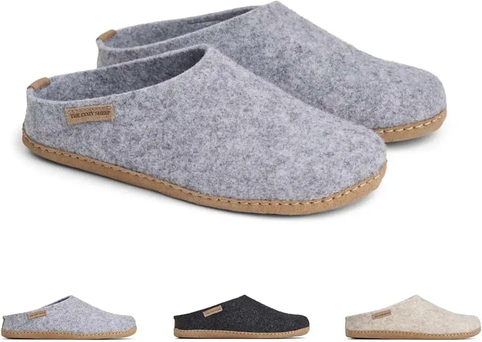 Filzpantoffeln mit Ledersohle | Praktische Damen & Herren Hausschuhe Sommer und Winter | Bequeme Hüttenschuhe Damen und Herren | Filzhausschuhe Geschlossen