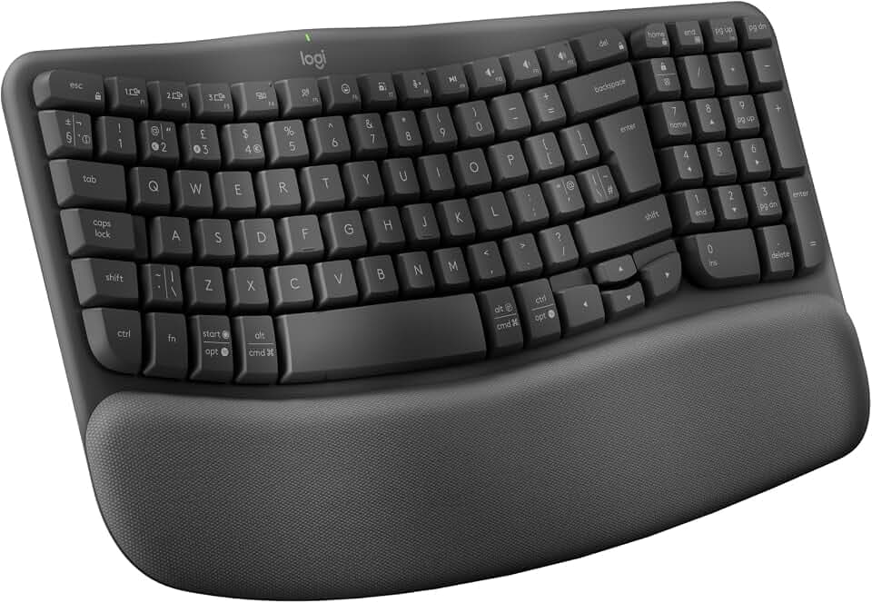 Logitech Wave Keys kabellose ergonomische Tastatur - Grafit, Spanisches QWERTY-Layout