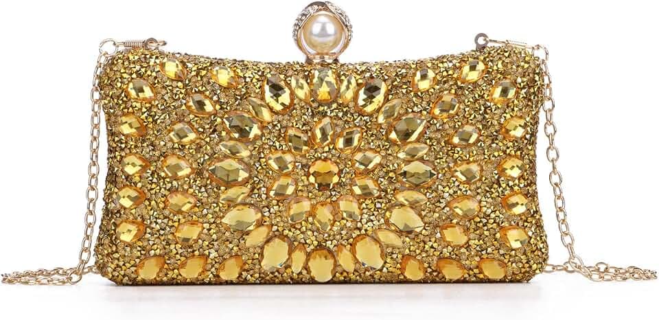 SUKUTU Women Rhinestone Evening Bag MultiColored Dazzling Crystal Clutch Bag Party Bridal Wedding Cocktail Handbag