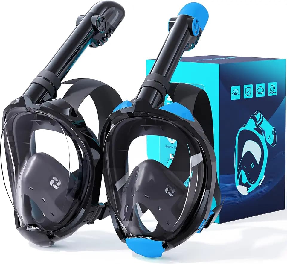 Greatever G2 Snorkeling Gear for Adults 2PCS Full Face Snorkel Mask